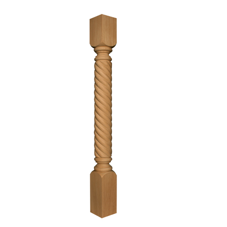 OSBORNE WOOD PRODUCTS 35 1/2 x 3 1/2 3 1/2" x 3 1/2" Rope Full Round Column Leg in Rubberwoo 891855RW